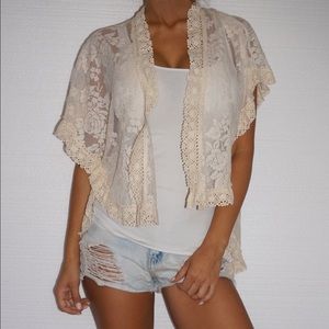 Cream lace detail shawl