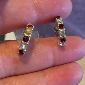Red and silver earrings