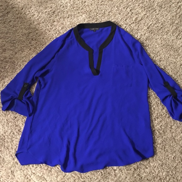 Black and royal blue blouse.