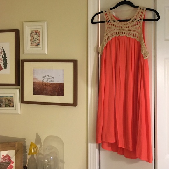 2 for 30% off! Adorable Folksy Coral Crochet Dress