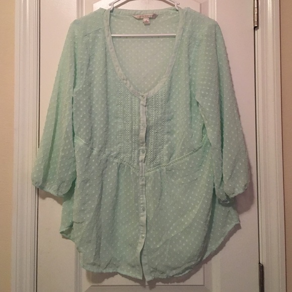 Mint green 3/4 chiffon top.