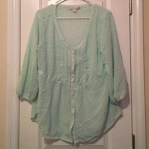 Mint green 3/4 chiffon top.