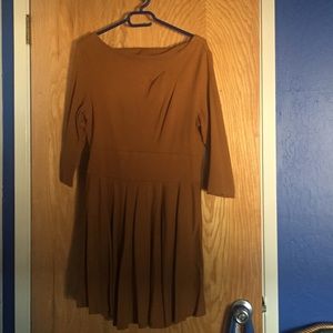 Dark mustard yellow ASOS fit and flare dress