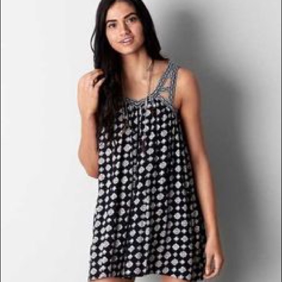 Black and white shift dress