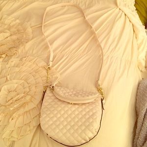 Cute white crossbody bag with gold detailing