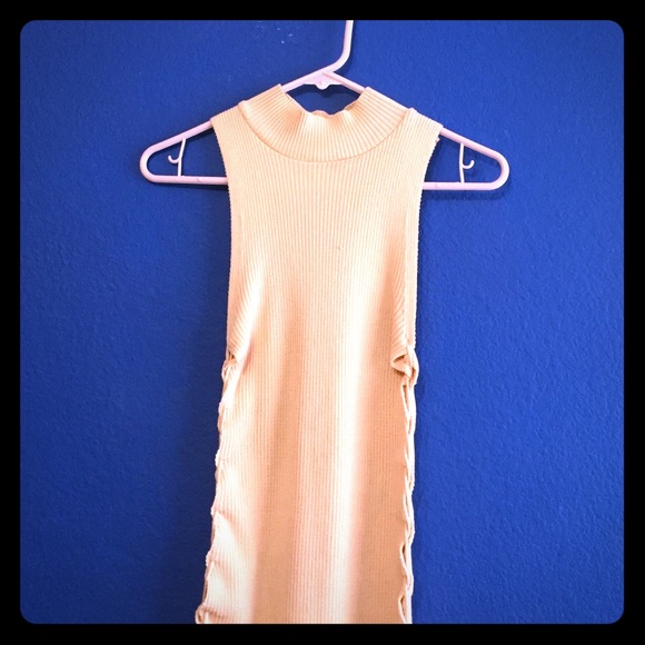 Sexy Pink turtle neck laced dress.