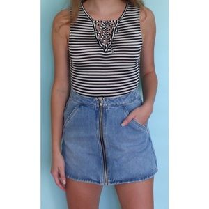 American Rag Black and White Striped Bodysuit