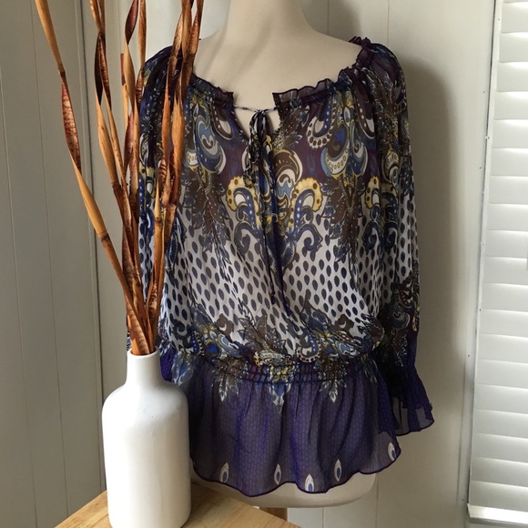 Sienna Rose Tops - ADORABLE ABSTRACT SHEER BLOUSE