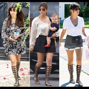 Stuart Weitzman Black Leather Gladiator Sz 6.5