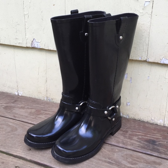 Michael Kors Shoes - Michael Kors Black Rubber Rain Boots Size 9