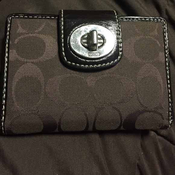 Coach chocolate brown small wallet