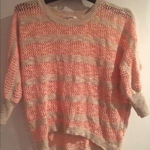 Pink and cream striped knit sweater