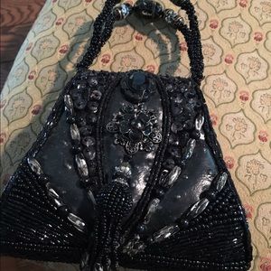 Vintage black beaded evening bag