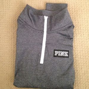 Pink Gray Half Zip Pullover