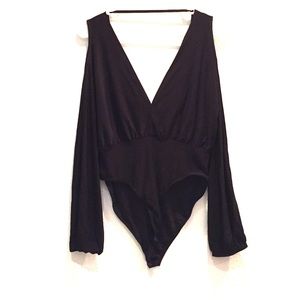 Missguided black bodysuit with open sleeves