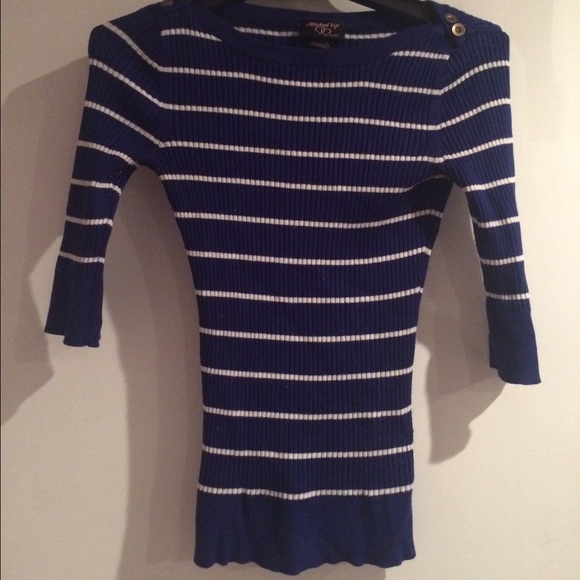 Blue and white striped sweater