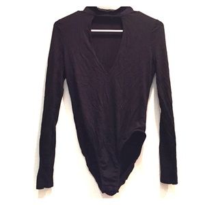 Missguided choker bodysuit with plunging neckline