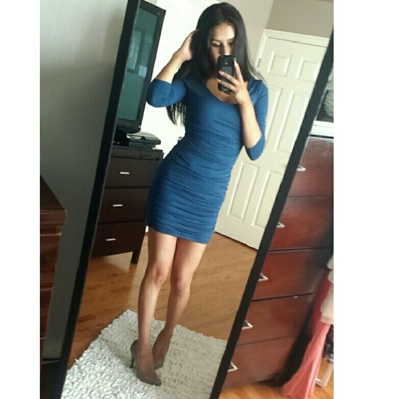 Blue body con dress