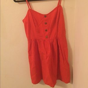 Orange linen dress with cut out back