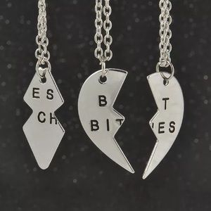 Silver 3 pc best bitches necklace