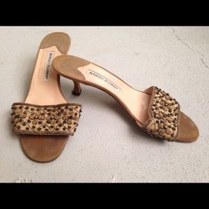 Manolo Blahnik beaded sandals size 39.5.