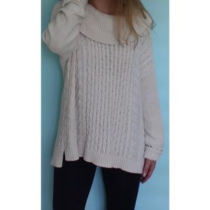 American Eagle Cable Knit Cream Sweater