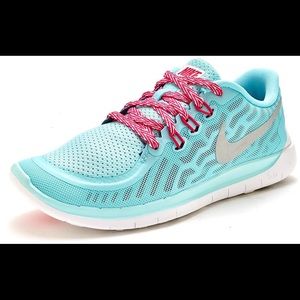 Nike Free 5.0 GS Running Trainers in Light Blue