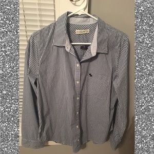 Abercrombie Navy&White Checkered Button Down!