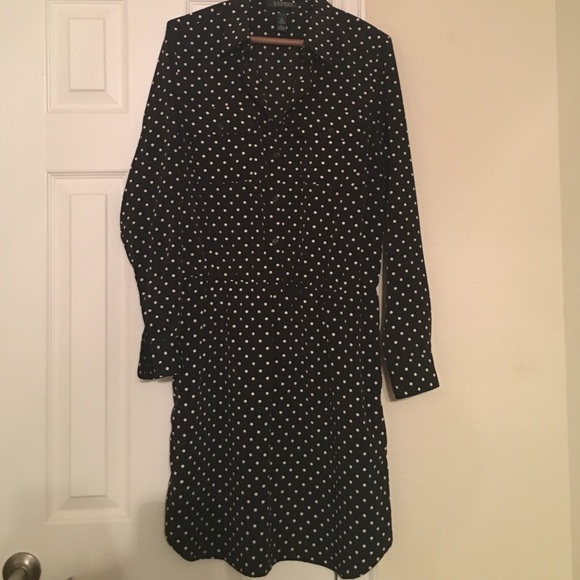 Long sleeve/black & cream polka dot dress