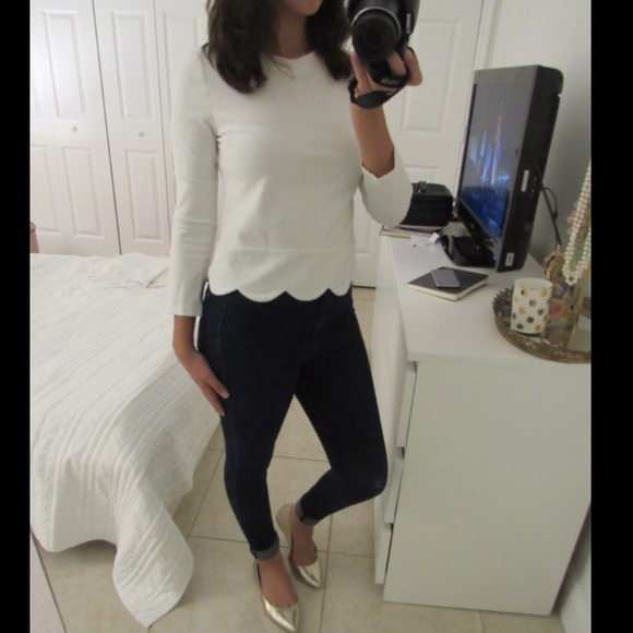 Kate Spade Ponte Scallop Top