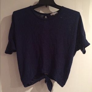 Navy blue tied crop top
