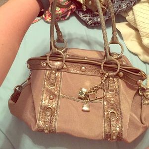 Brown and gold Kathy Van Zeeland shoulder bag