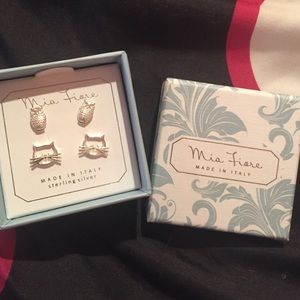 NWT 2 pack owl and cat earrings