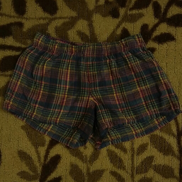 Plaid pajama shorts