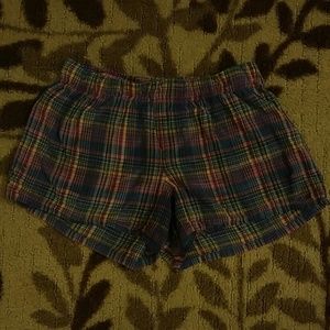 Plaid pajama shorts