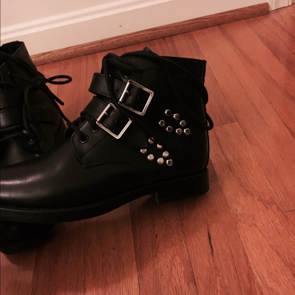 Saint Laurent Ranger Black Ankle Combat Boots - Picture 2 of 4