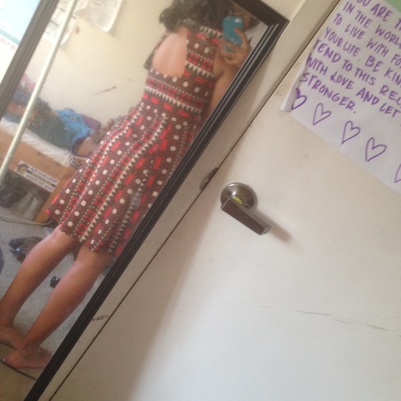 Red patterned dress