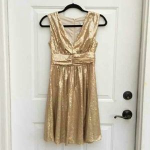NY&CO EVA MENDES CREAM / GOLD SEQUIN DRESS SZ S