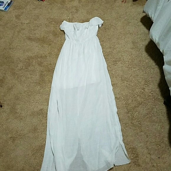 White strapless maxi dress