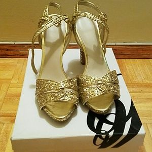 Gold Glitter High-heeled Sandals