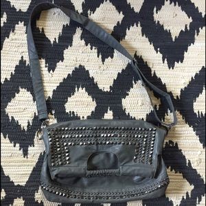 Gray Studded Cross Body Purse