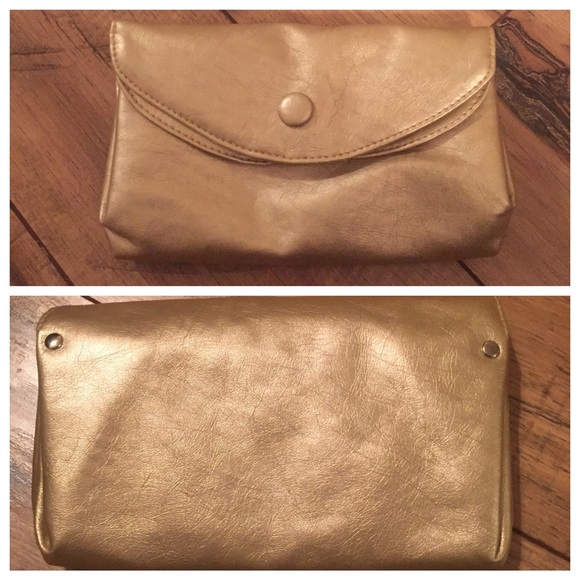LuLu Gold Multi Flap Clutch Wallet