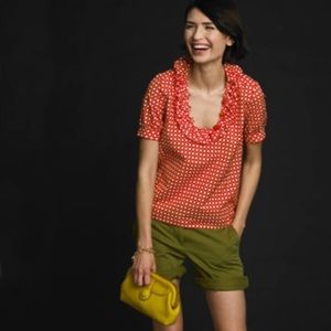 J. Crew Orange Ruffle Collar Blouse
