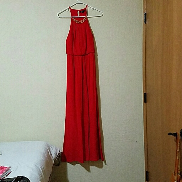 Red maxi dress