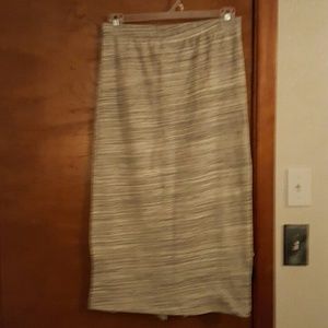 Long cream and gray A-line skirt with slit