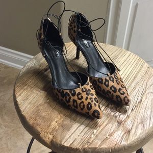 Topshop Leopard lace up heels