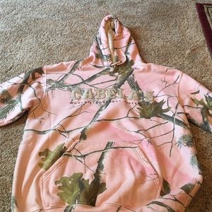 Gently used pink camo Cabela's sweatshirt