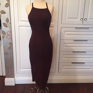 UO Dark Red and Stripped Maxi Dress