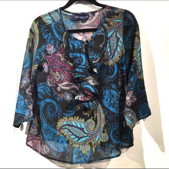 Susan Graver Tunic Beautiful! Front Ruffle XS