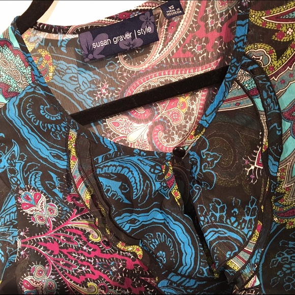 Susan Graver Tunic Beautiful! Front Ruffle XS - Picture 3 of 4